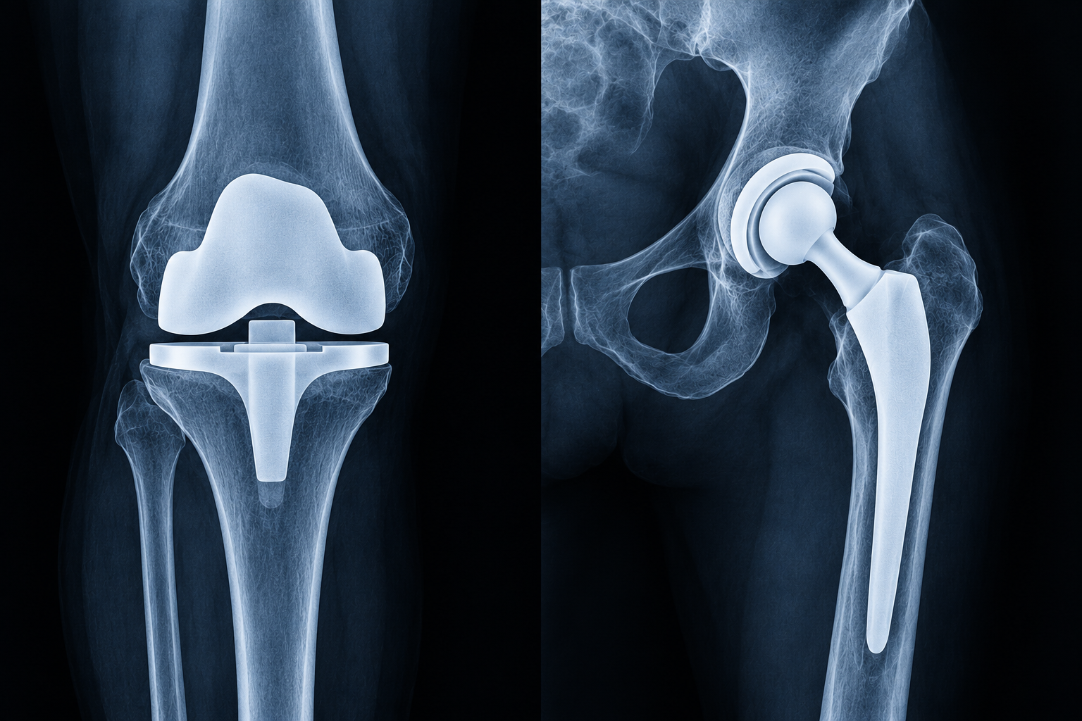 Ilustración de una prótesis total de rodilla